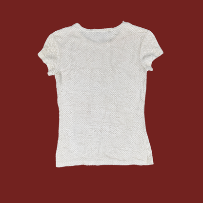 (S) 90s Cream Textured Baby Tee