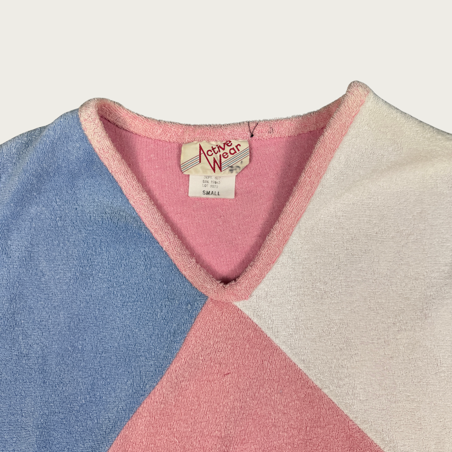(S) 70s/80s Pastel Colorblock Terrycloth Top