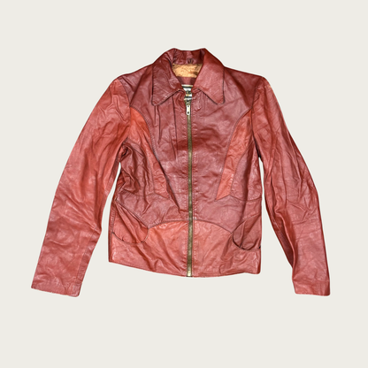 (M) 70s/80s Red Leather Jacket