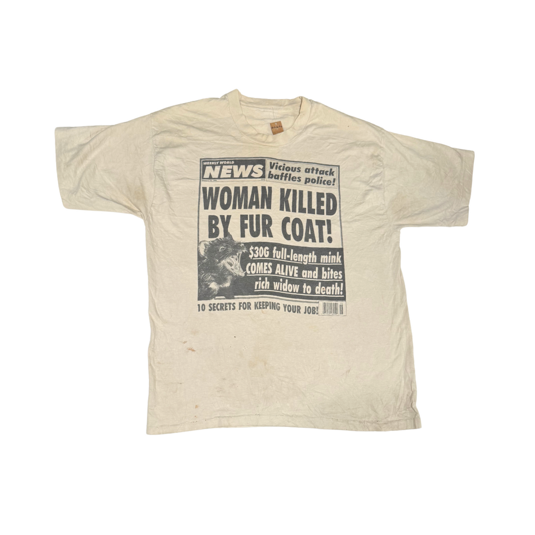 90s Newspaper Anti-Fur Parody Tee