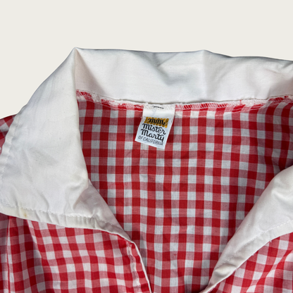 (S/M) 70s Red Gingham Mini Dress/Tunic