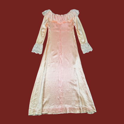 (S) 60s/70s Peach Satin Gown