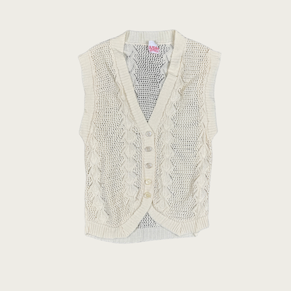 (XS/S) 70s/80s Cream Knit Vest Top