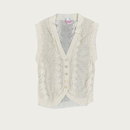 (XS/S) 70s/80s Cream Knit Vest Top