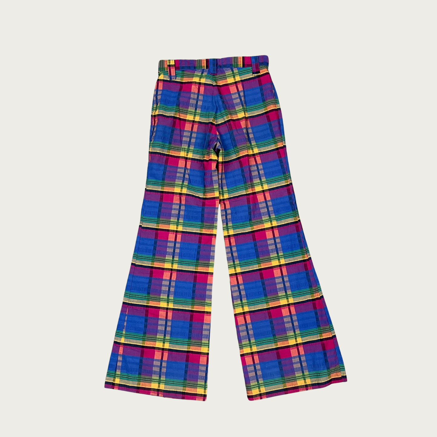 (29") 70s Rainbow Plaid Bell Bottoms