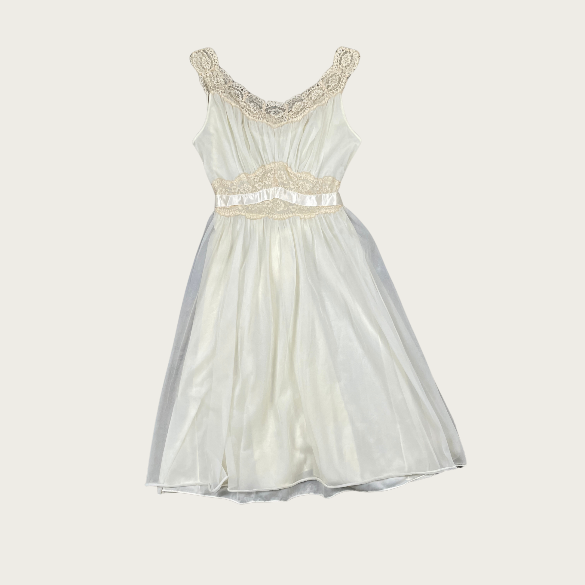 (S) 60s Vanity Fair Cream Slip Dress (S) 60s Vanity Fair Cream Slip Dress