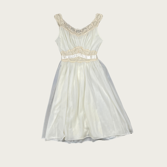 (S) 60s Vanity Fair Cream Slip Dress