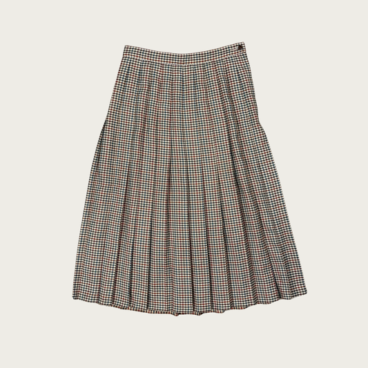(26") Multicolor Plaid Pleated Midi Skirt