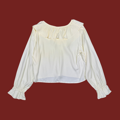 (M) 80s/90s Cream Ruffle Blouse