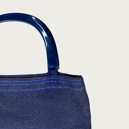 60s Arrowcraft Navy Blue Woven Handbag