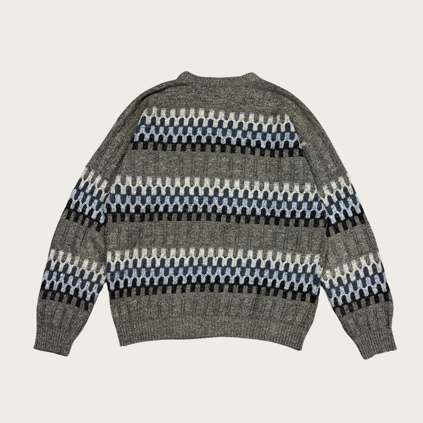 (M) Tan Wavy Striped Sweater