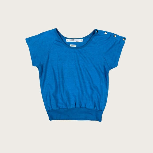 (XS/S) 90s/Y2K Teal Silver Button Top