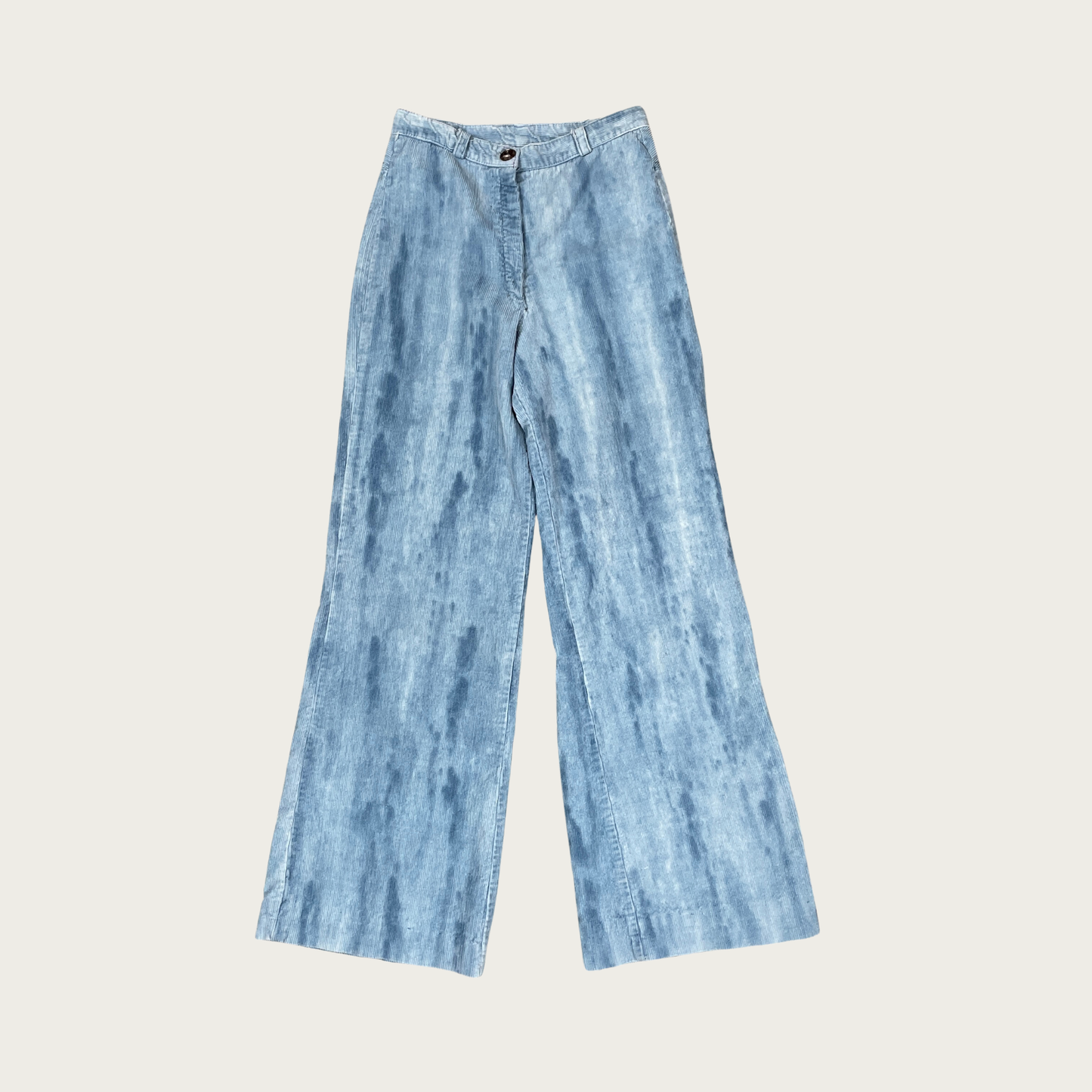 (26") 70s Washed Blue Corduroy Wide Leg Flares