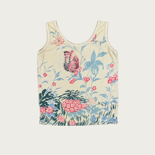(L) 70s/80s Butterfly Print Tank Top