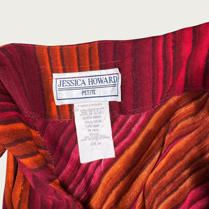 (M) 90s Magenta Striped Midi Dress