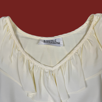 (M) 80s/90s Cream Ruffle Blouse