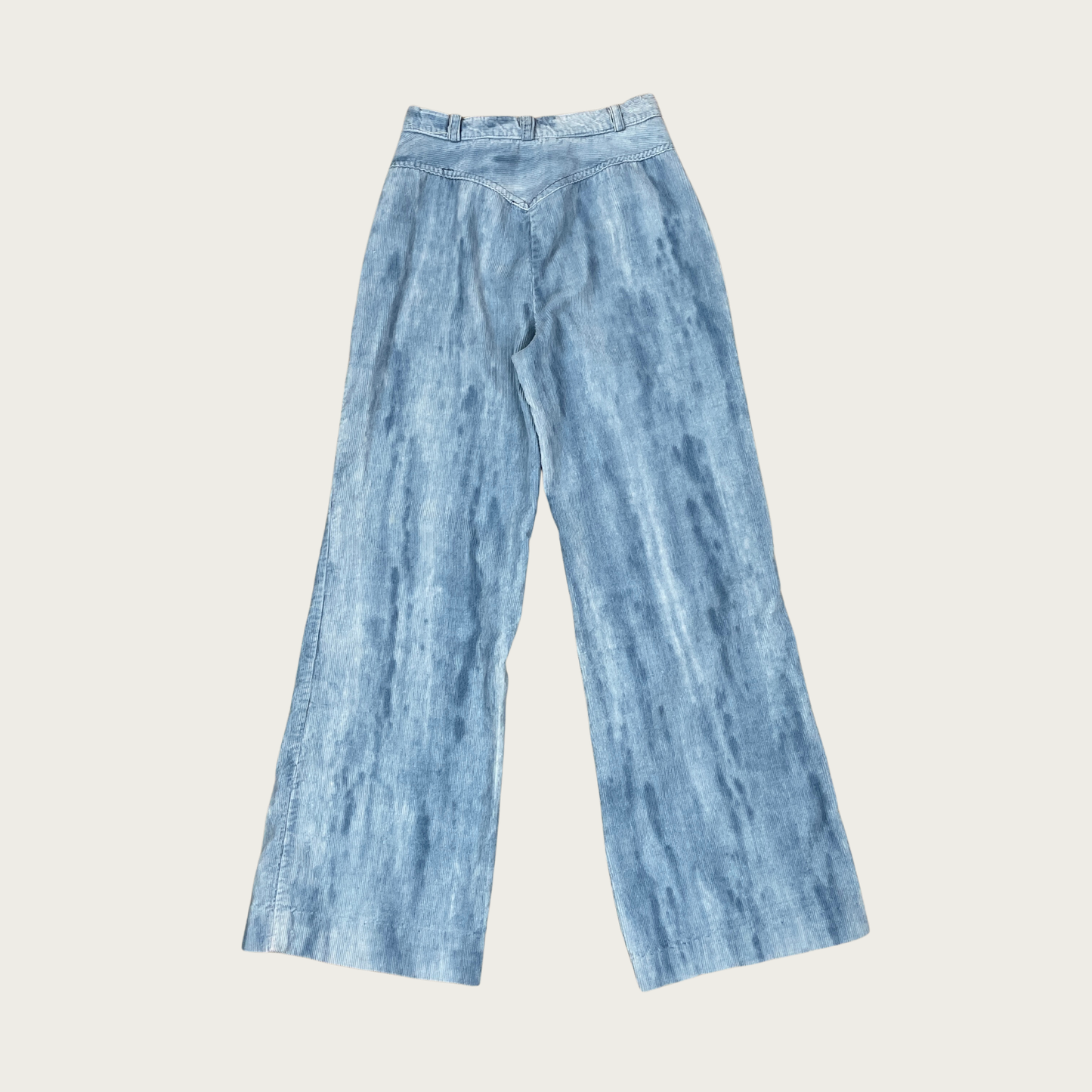 (26") 70s Washed Blue Corduroy Wide Leg Flares