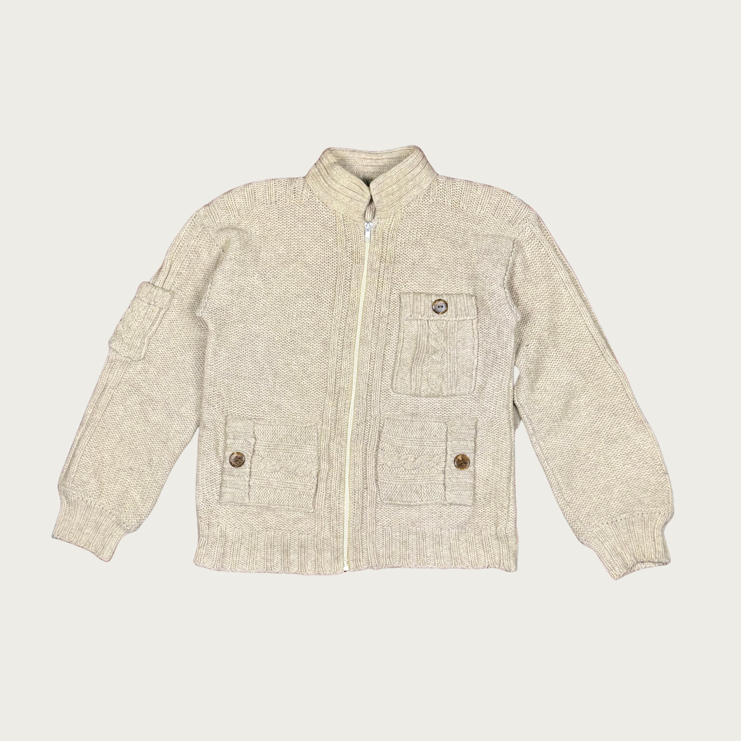(M) 70s/80s Cream Wool Zip Up Jacket