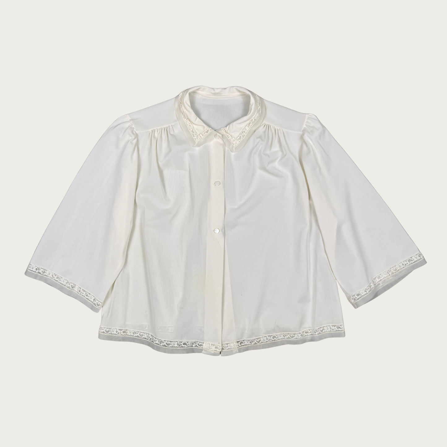 (S) 60s/70s Cream Nylon Bed Jacket