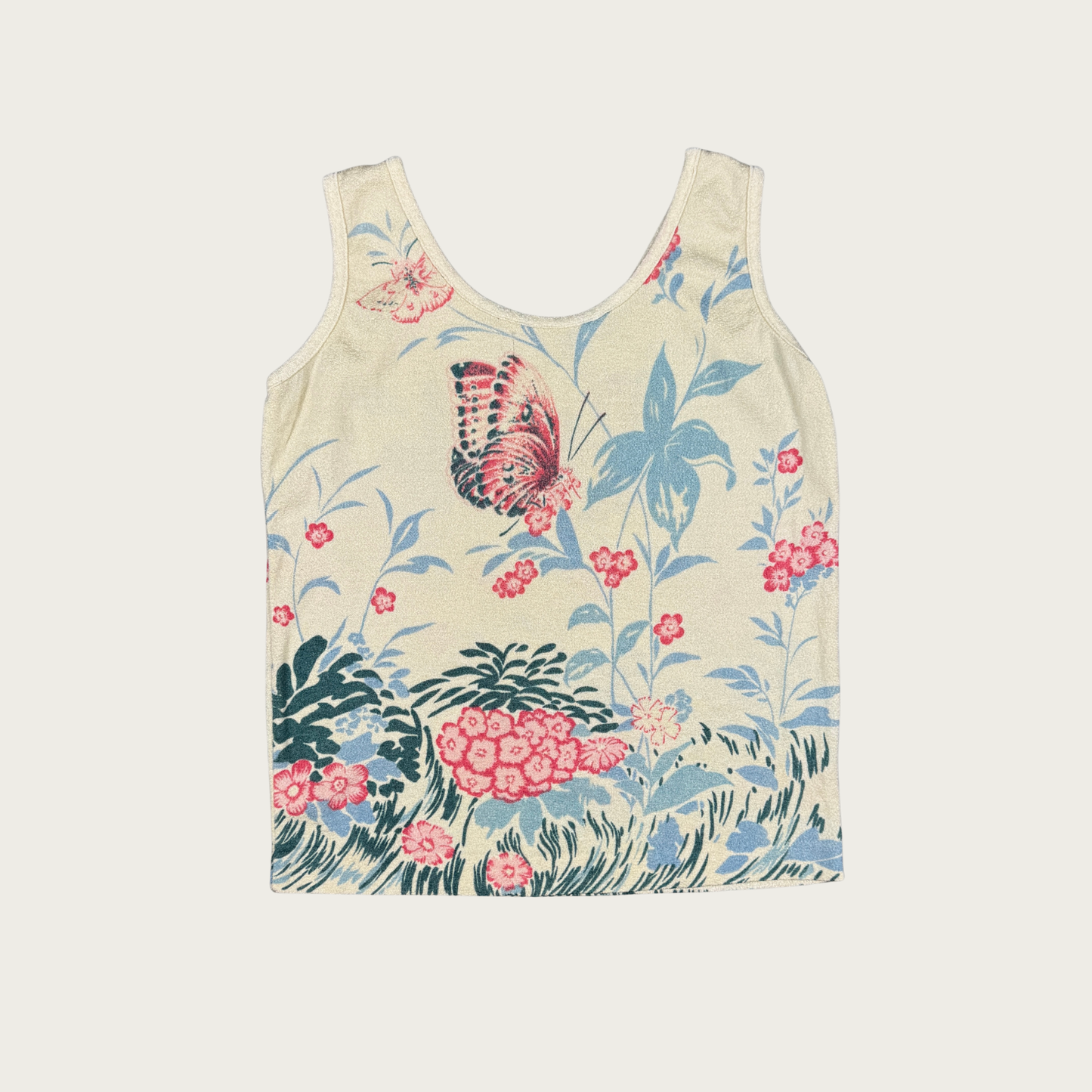(L) 70s/80s Butterfly Print Tank Top