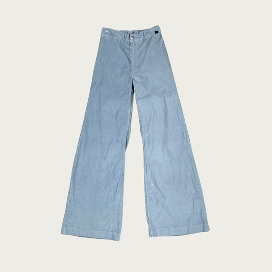 (27") 70s Light Blue Corduroy Bell Bottoms