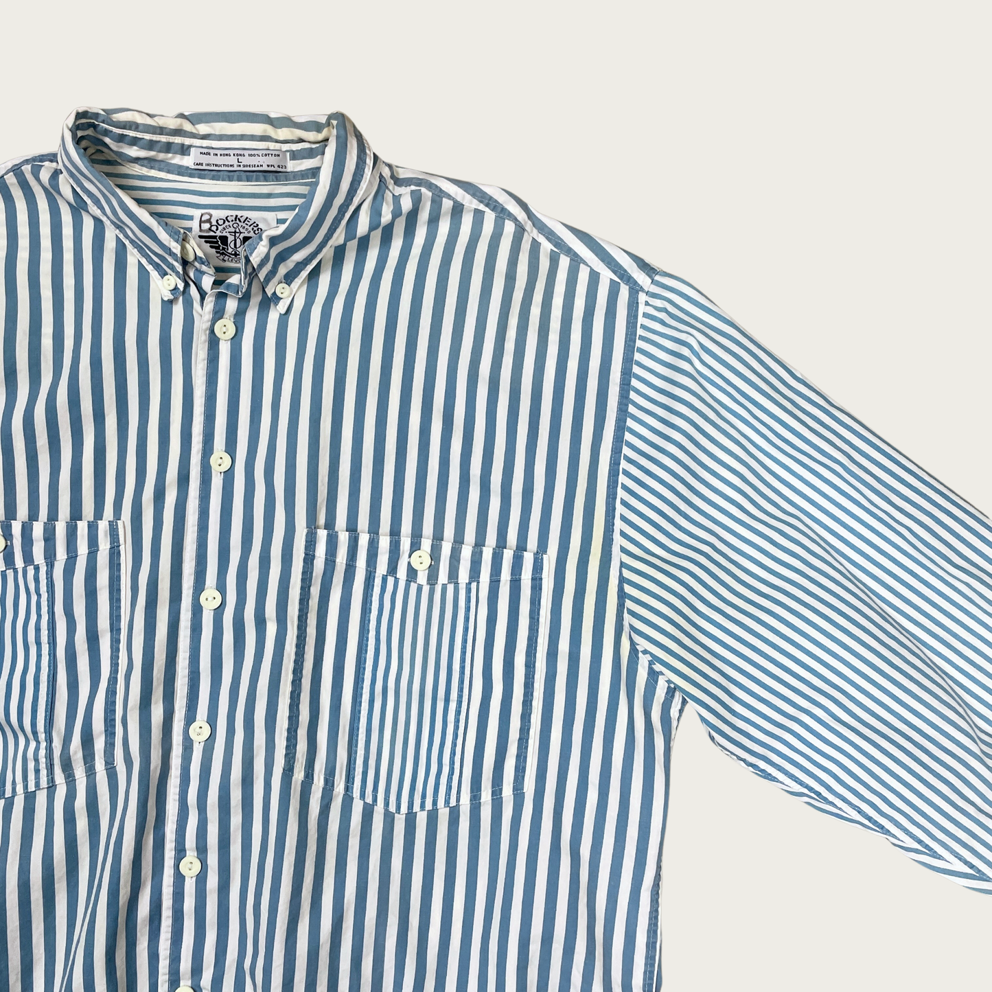 (L) Blue Striped Button Down Shirt