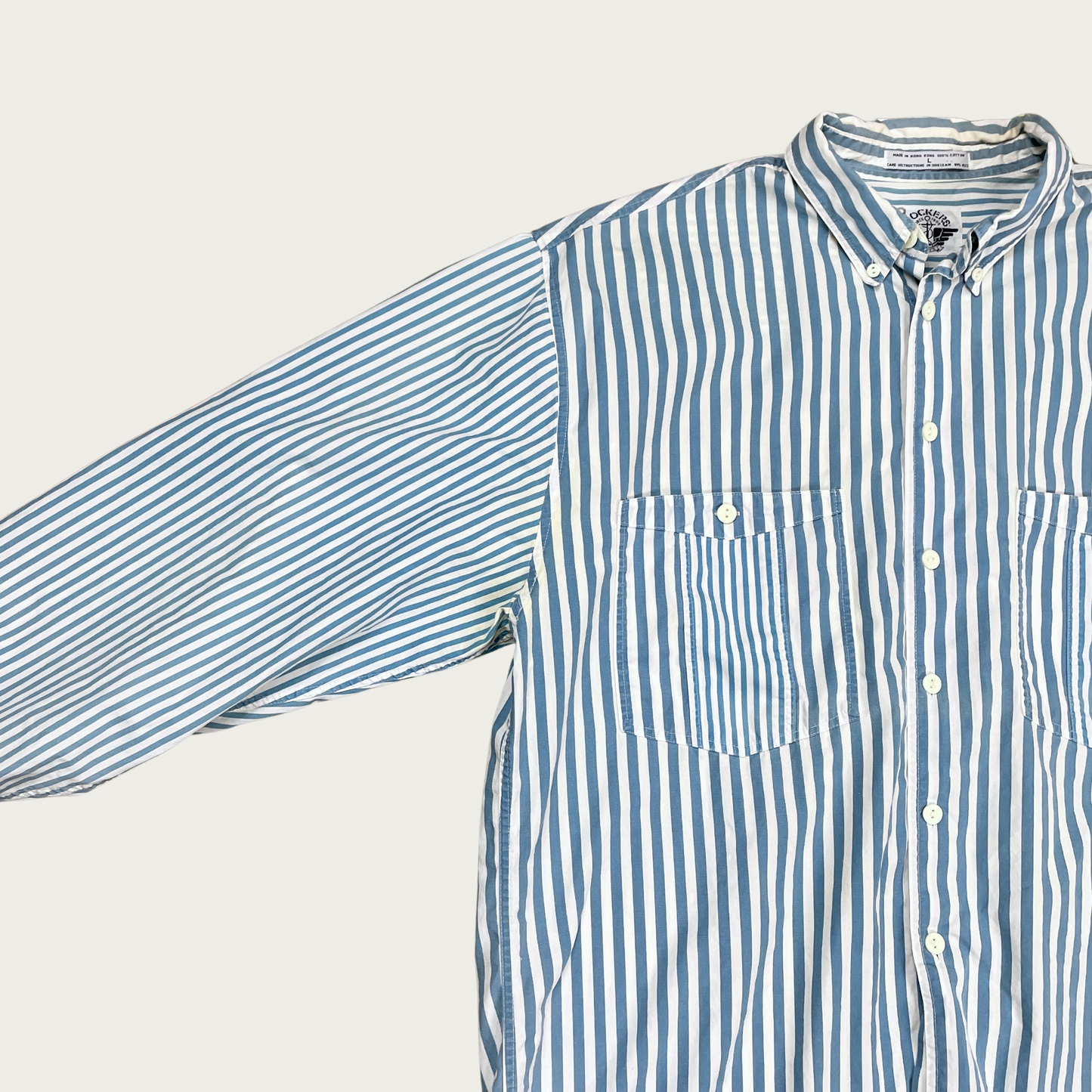 (L) Blue Striped Button Down Shirt