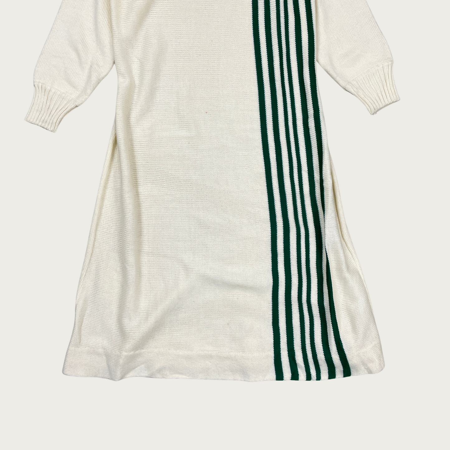 (M) Off The Shoulder Green Stripe Sweater Dress