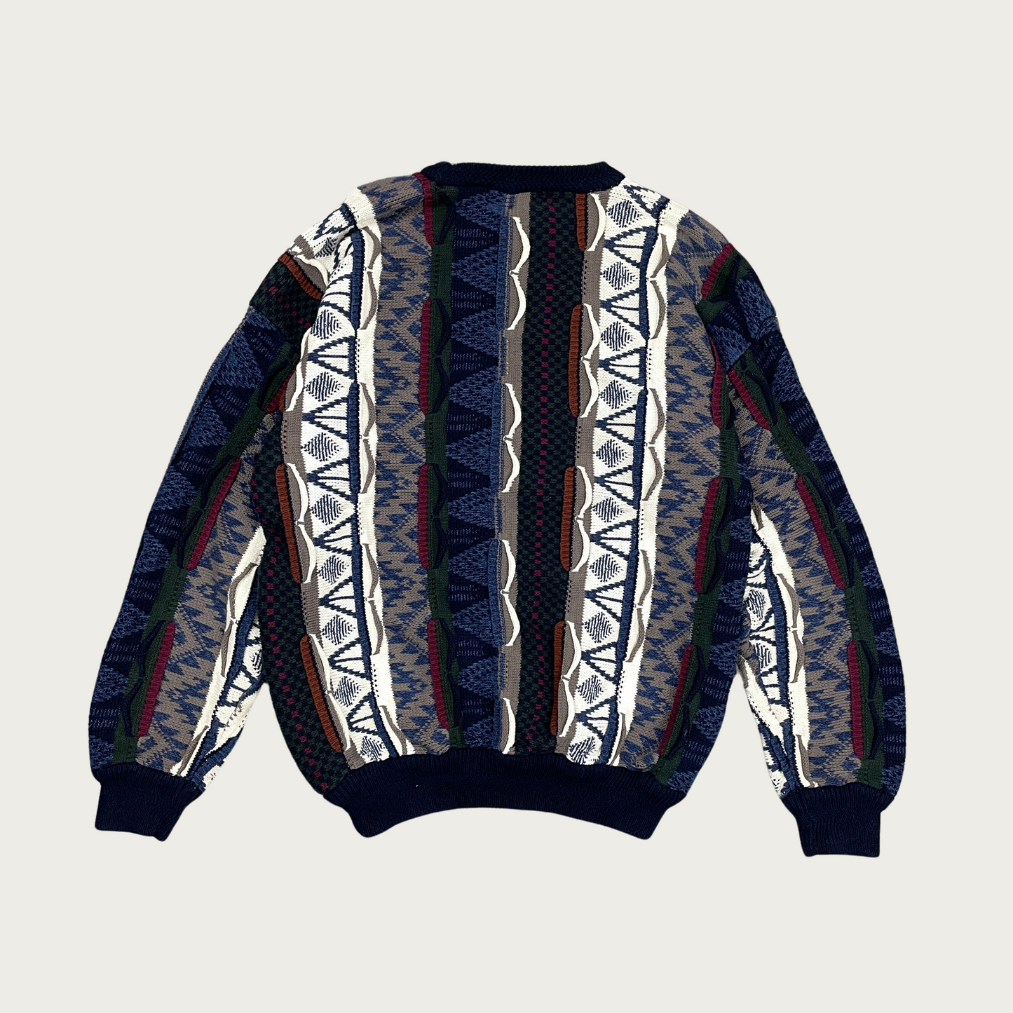 (L) 3D Knit Eclectic Pattern Sweater