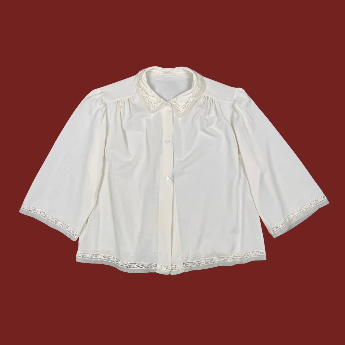 (S) 60s/70s Cream Nylon Bed Jacket