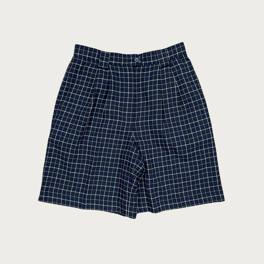 (27") Navy Blue Plaid Shorts