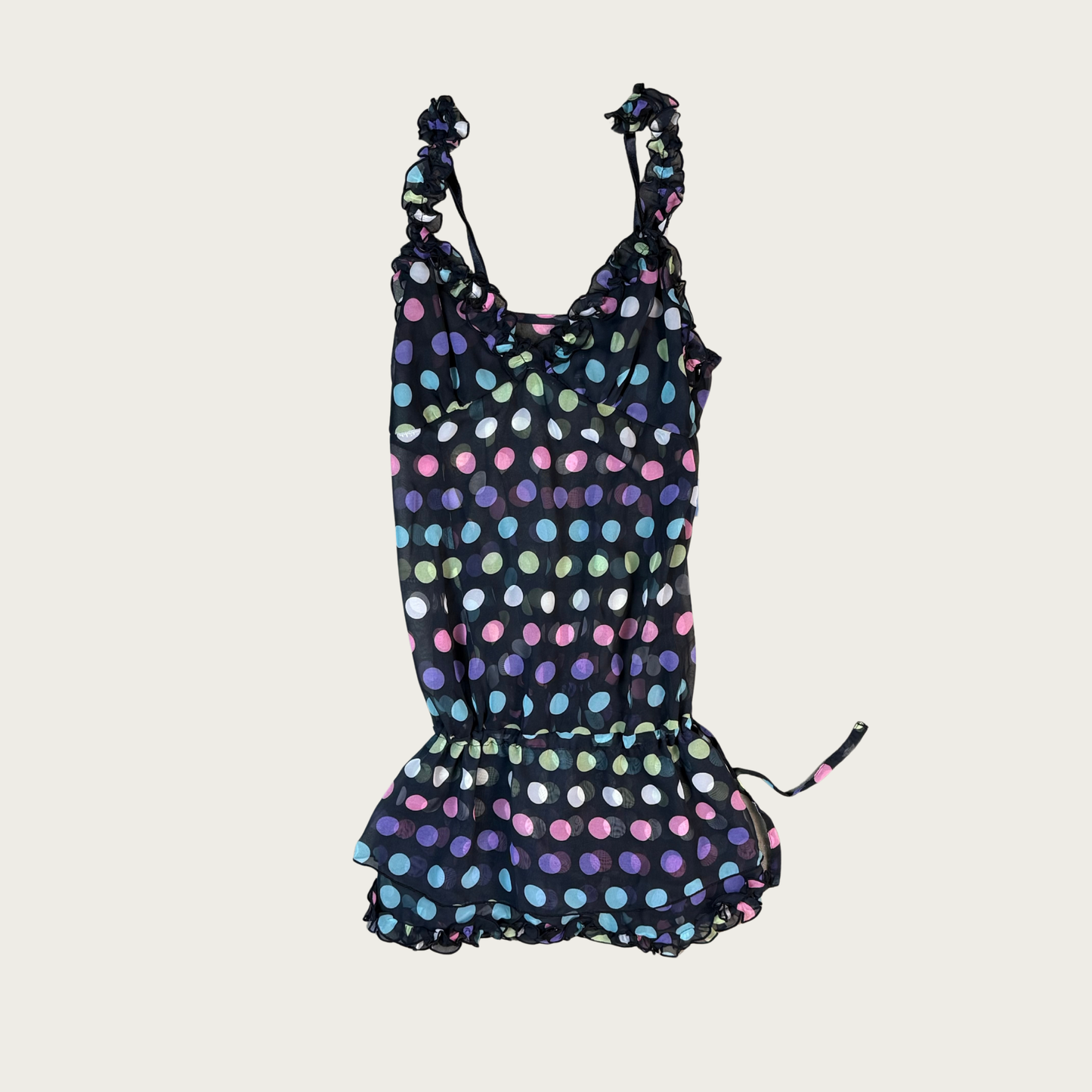 (S) Y2K Victoria's Secret Drop Waist Polka Dot Slip Dress