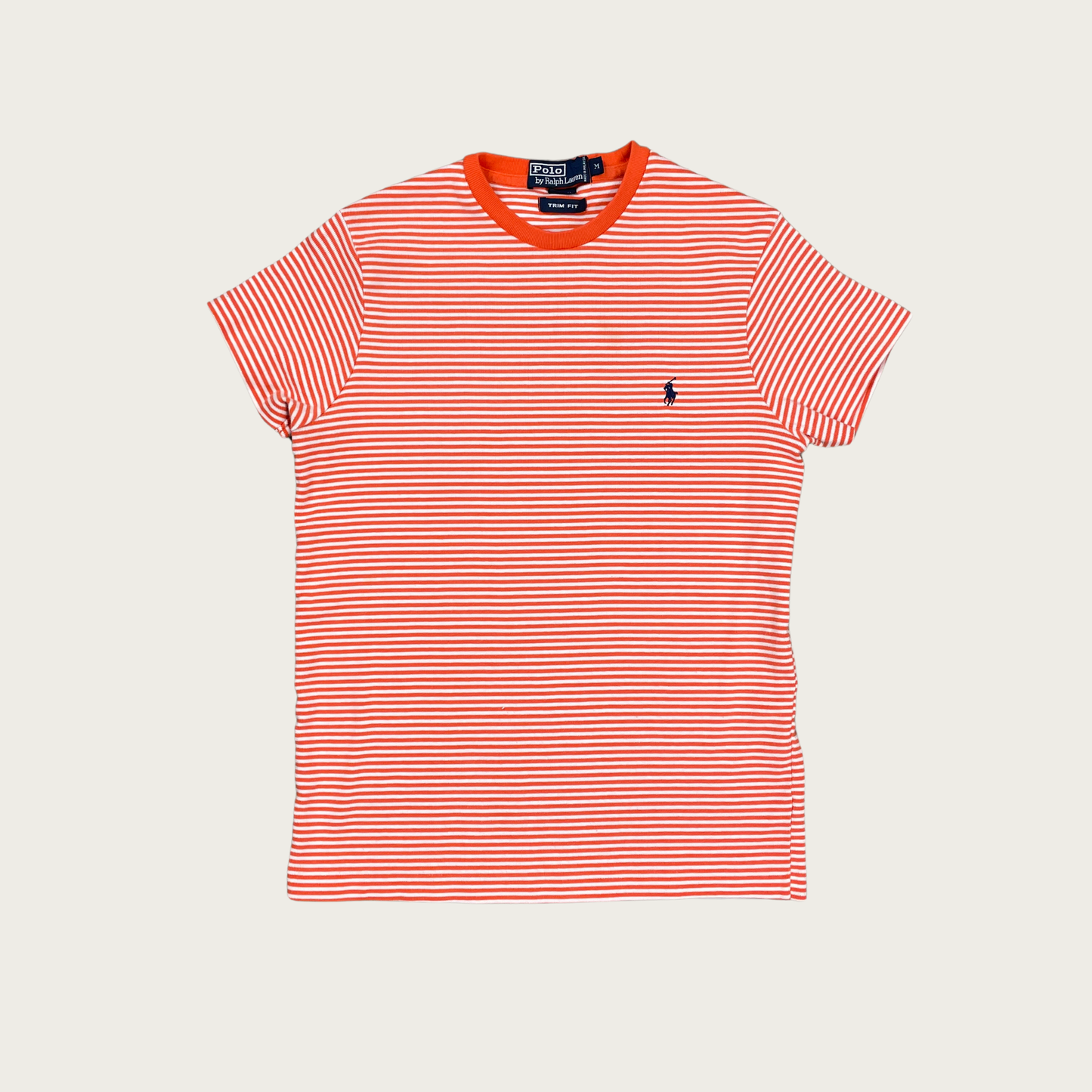 (M) Polo Ralph Lauren Orange Striped Tee