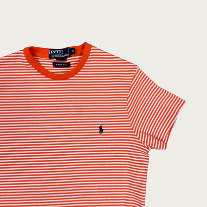 (M) Polo Ralph Lauren Orange Striped Tee