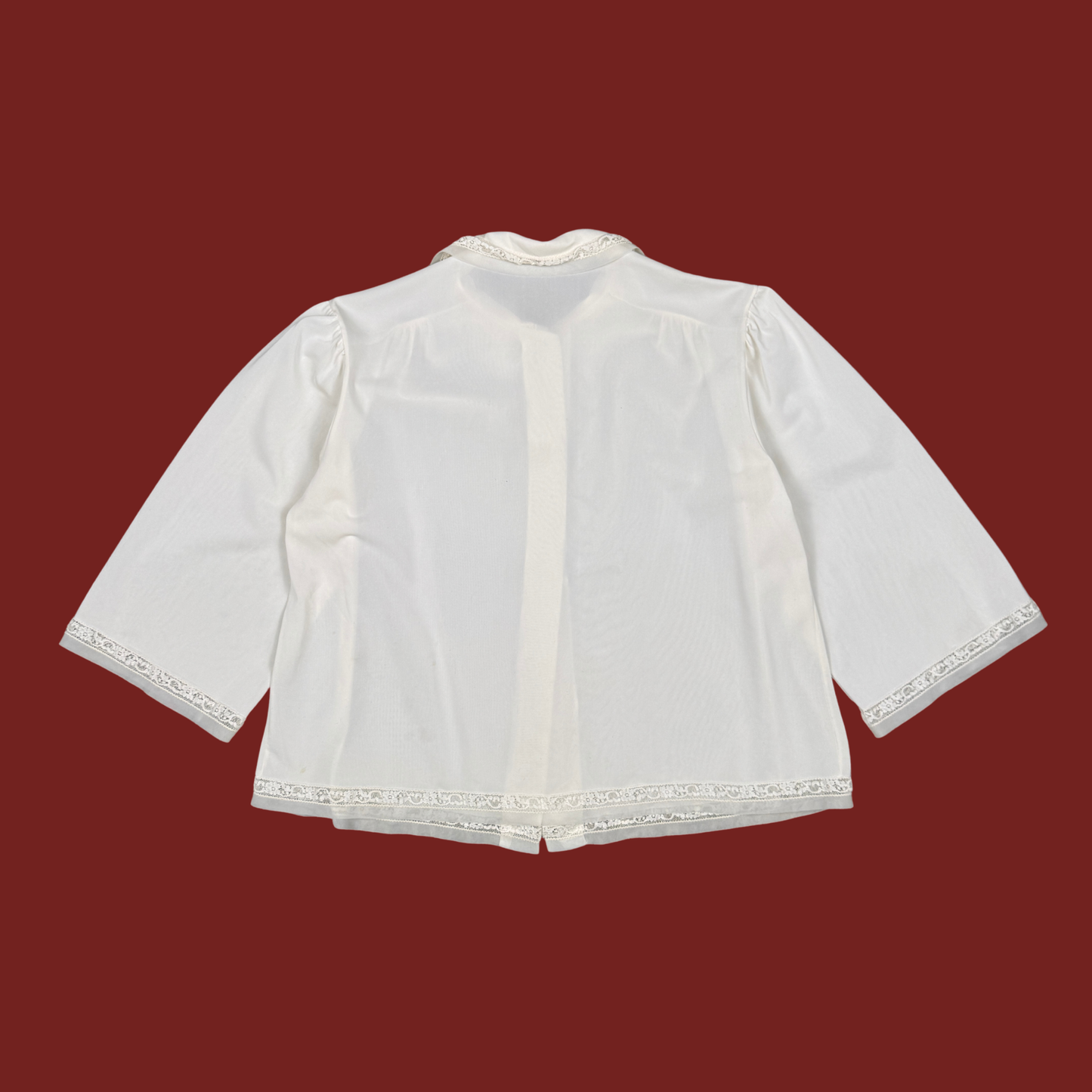 (S) 60s/70s Cream Nylon Bed Jacket