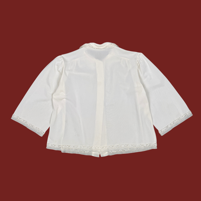 (S) 60s/70s Cream Nylon Bed Jacket