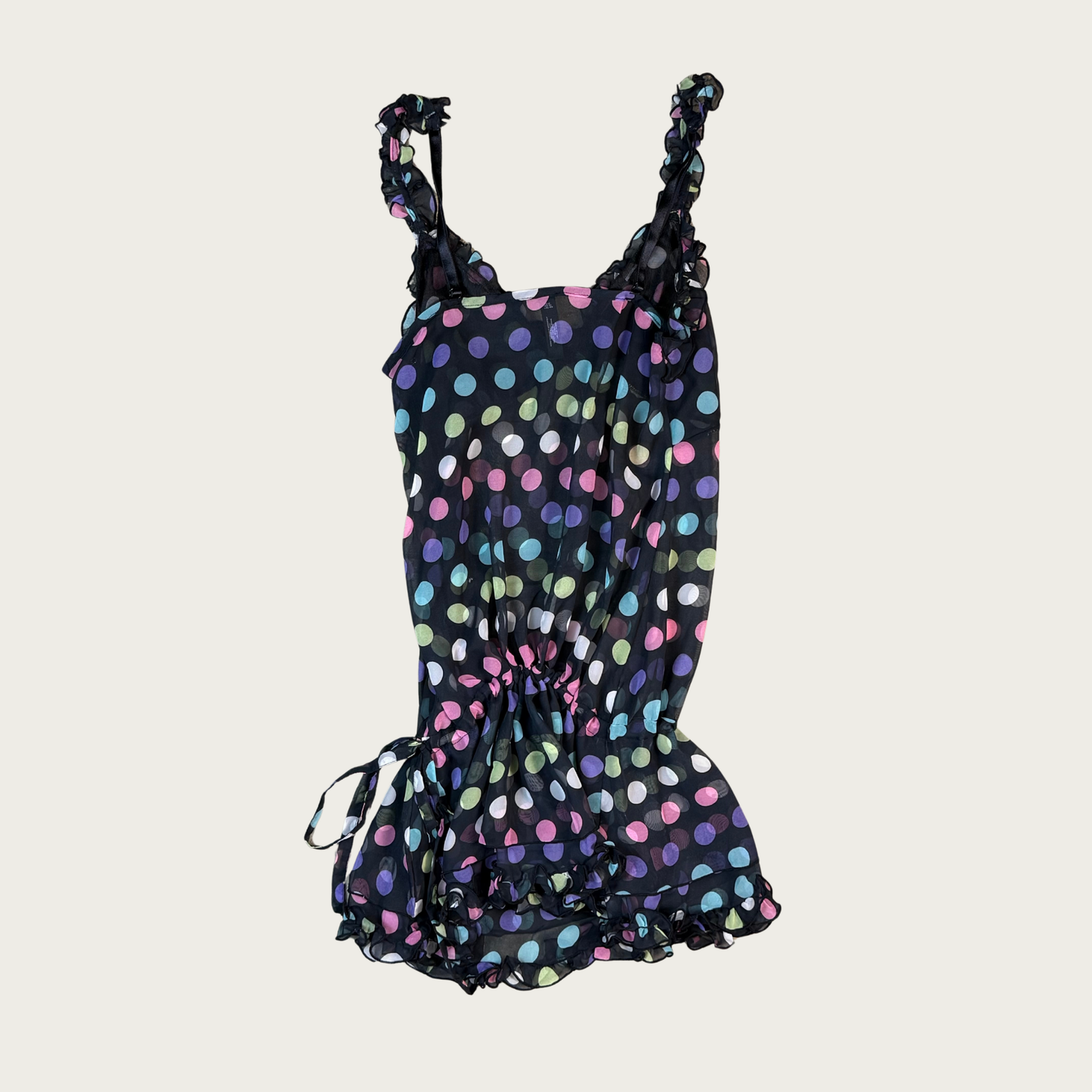 (S) Y2K Victoria's Secret Drop Waist Polka Dot Slip Dress