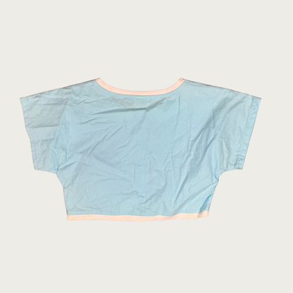 (M) 80s/90s Blue Cotton Crop Top