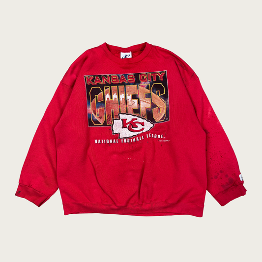 (2XL) Kansas City Chiefs Distressed Sweatshirt