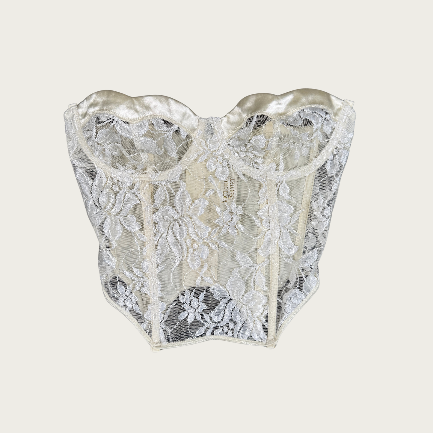 (34C) 80s Victoria's Secret Gold Label White Bustier Corset