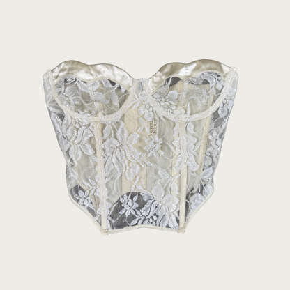 (34C) 80s Victoria's Secret Gold Label White Bustier Corset