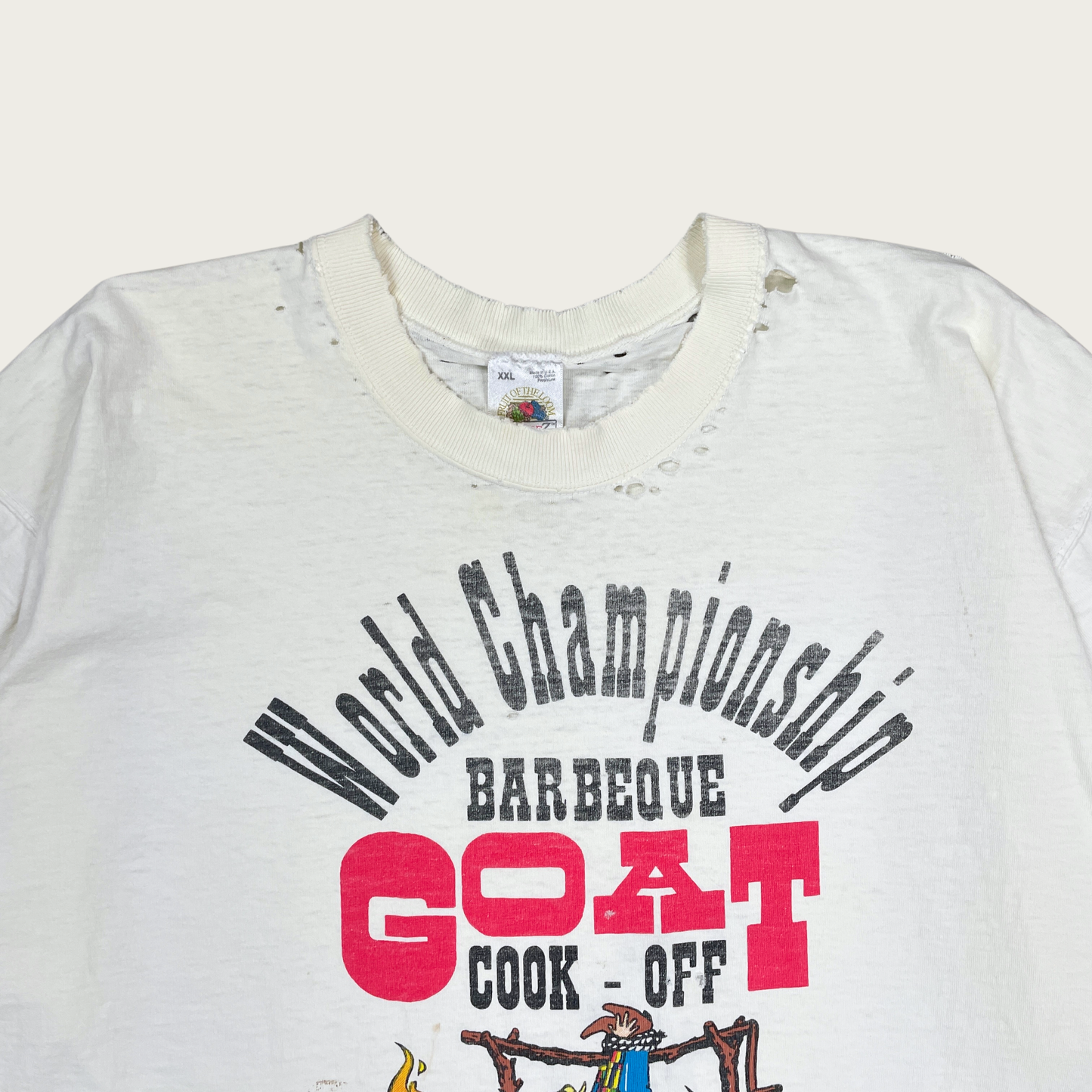 (2XL) Texas Barbecue Goat Cook-Off Thrashed Tee