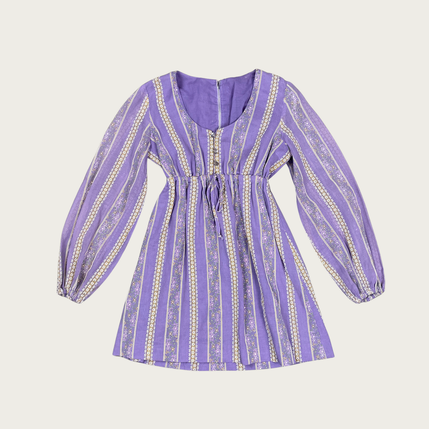 (S) 70s Purple Babydoll Mini Dress