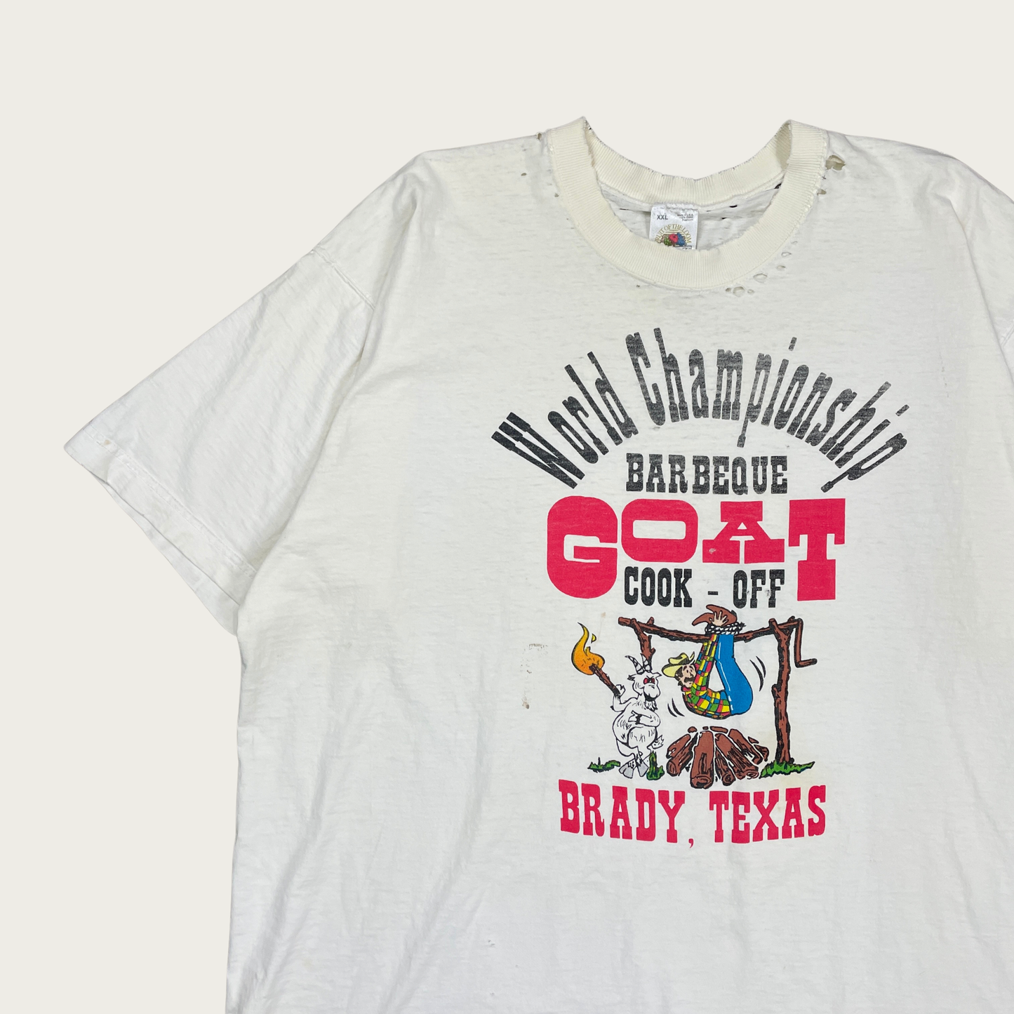 (2XL) Texas Barbecue Goat Cook-Off Thrashed Tee