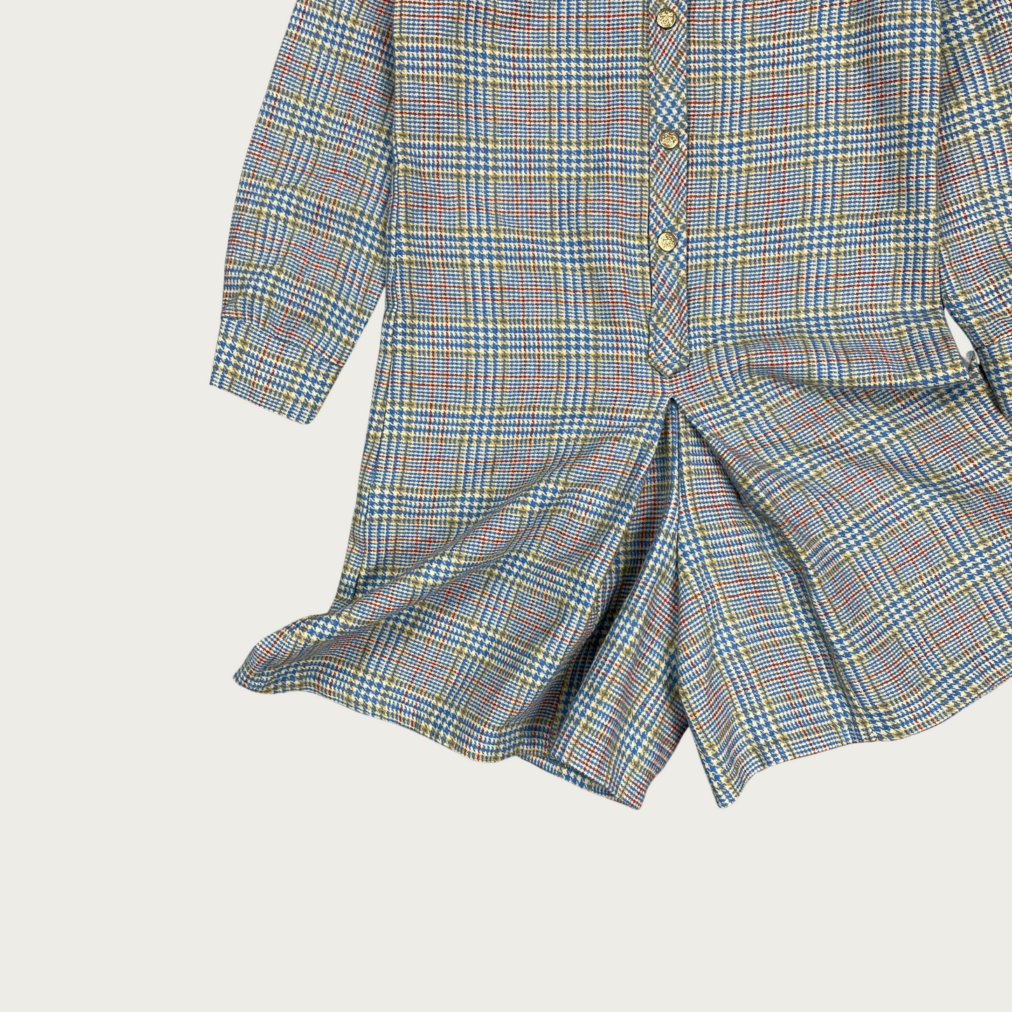 (M) 70s Plaid Wool Shift Romper