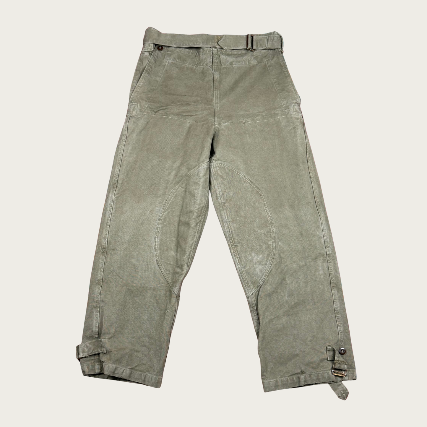 (Up to 34") 1950s French Military Stone Washed Motorcycle Pants