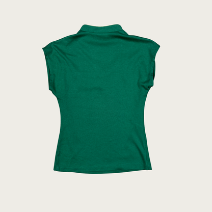 (S) 70s Green/Cream Polo Top