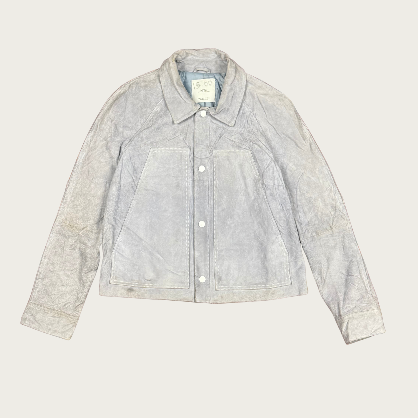 (S) Light Blue Leather Jacket