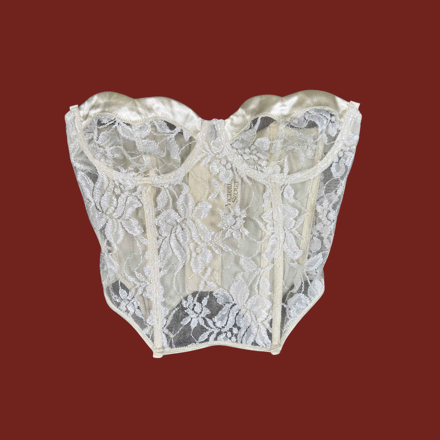 (34C) 80s Victoria's Secret Gold Label White Bustier Corset