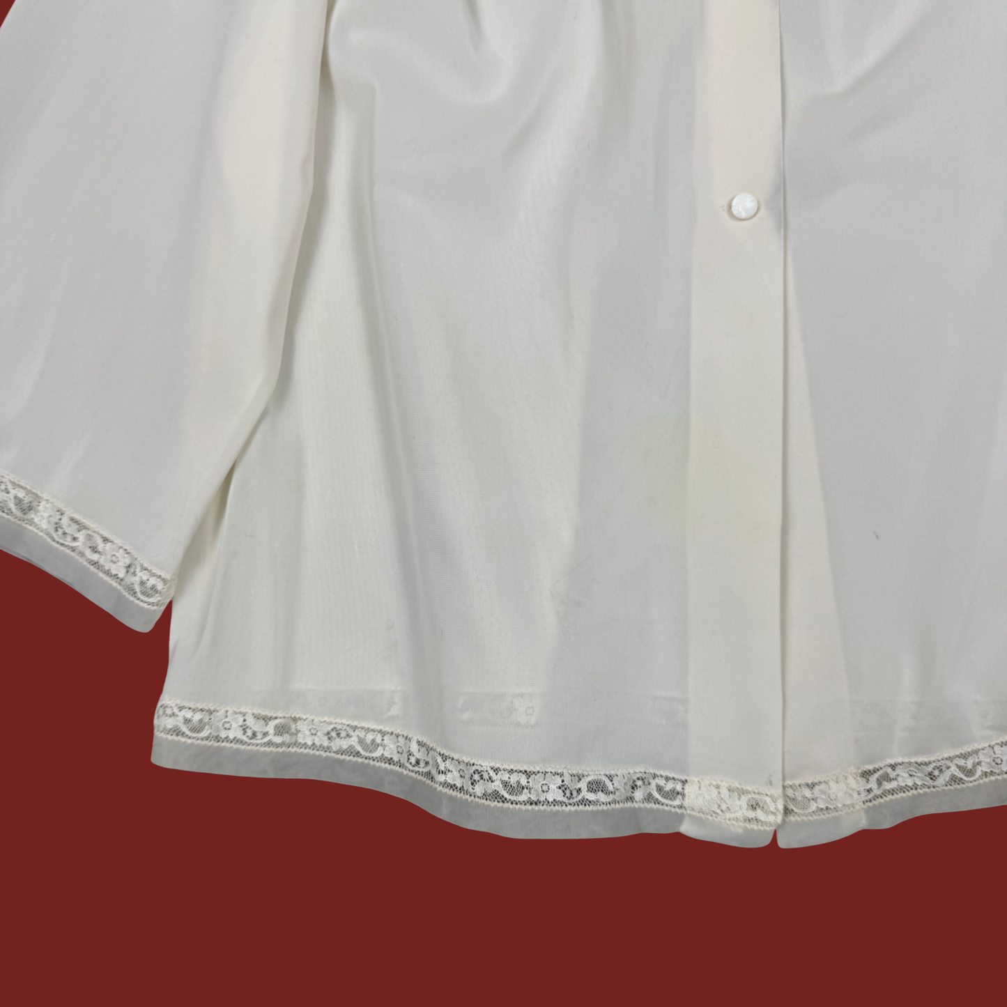 (S) 60s/70s Cream Nylon Bed Jacket